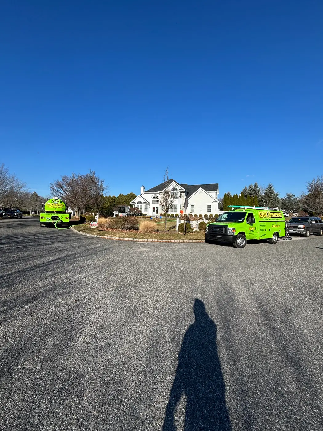 Rapid Response Cesspool fleet at residential job — Nassau County Long Island