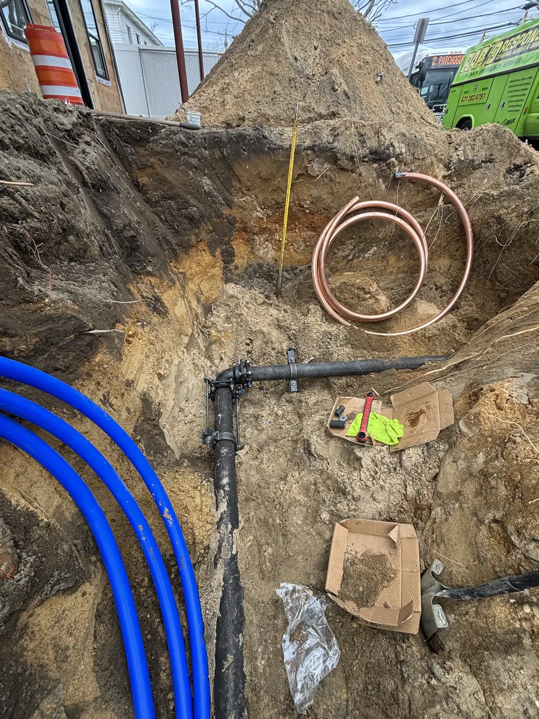 Underground water line installation — Rapid Response Cesspool Long Island